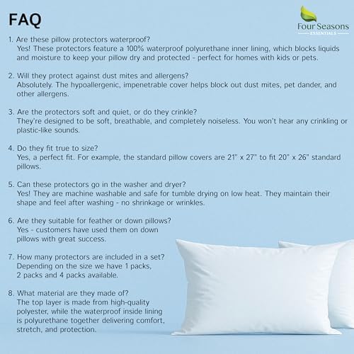 Travel Size Pillow Protectors - Soft Waterproof Hypoallergenic