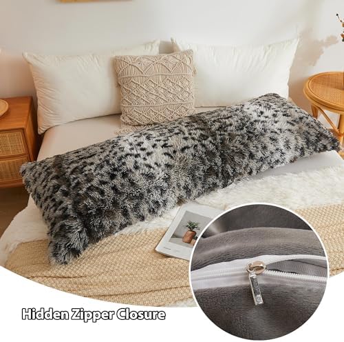LIFEREVO Cheetah Print Fluffy Faux Fur Pillow Cover 20x54