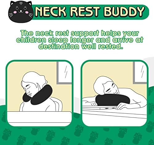 H HOMEWINS Travel Pillow for Kids - Black Cat Design