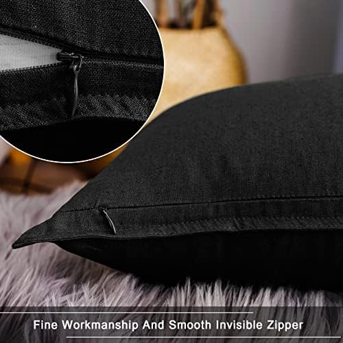 Prime Ring - 12x20 Linen Cotton Pillow Case - Soft Durable Black