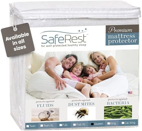 SafeRest Waterproof Queen Mattress Protector with Stretchable Pockets