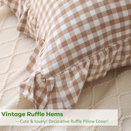 20x54 Taupe White Plaid Pillow Cover Rustic Fall