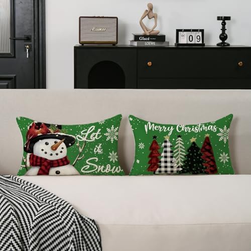 TAJWE Christmas Pillow Covers Let It Snow 12x20