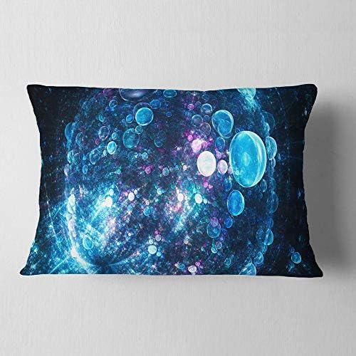 Designart Blue Spherical Planet Bubbles Abstract Throw Pillow Cover