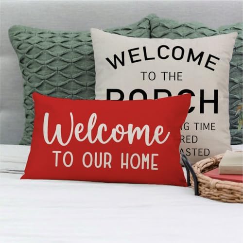 PANDICORN 12x20 Inch Throw Pillow Covers Red Farmhouse Holiday Decor