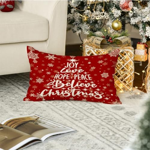 RABUSOFA Red Christmas Pillow Covers 12x20