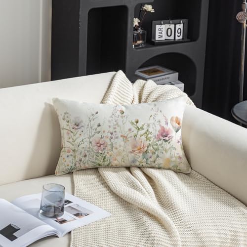 Spring Floral Throw Pillow Covers 12x20 Set of 2