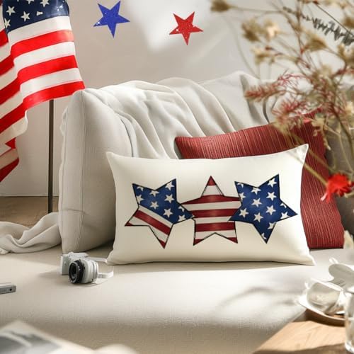 RABUSOFA Patriotic 4th of July Decorative Pillow Covers 12x20