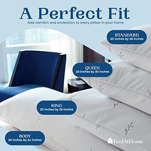 FeelAtHome Cooling Bamboo Pillow Cover - 20x26 inches Waterproof Breathable