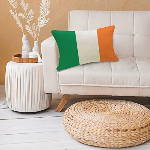 Ireland Flag Cotton Linen Lumbar Throw Pillow Case 12x20 In