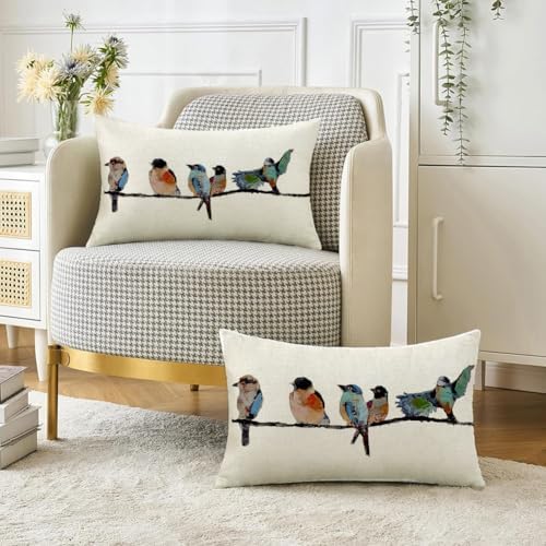 Lush 12x20 Hand-Painted Bird Pillow