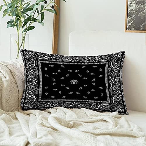 Meldeelm Velvet rectangular pillow case Black Geometric Pattern 12x20 inches