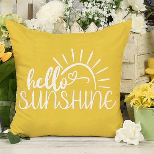 JXZYGMD Hello Sunshine Outdoor Farmhouse Summer Pillow Covers 18x18
