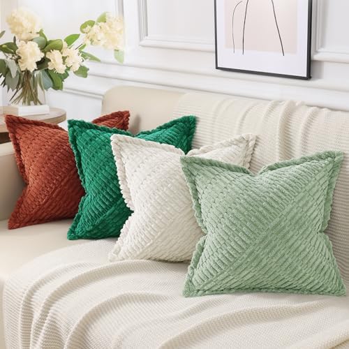 decorUhome Decorative Green Throw Pillow Covers Set of 2