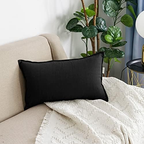 Prime Ring - 12x20 Linen Cotton Pillow Case - Soft Durable Black