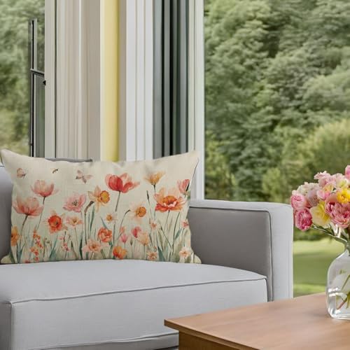 PANDICORN Spring Flower Wildflower Throw Pillow Cover 12x20 Inch
