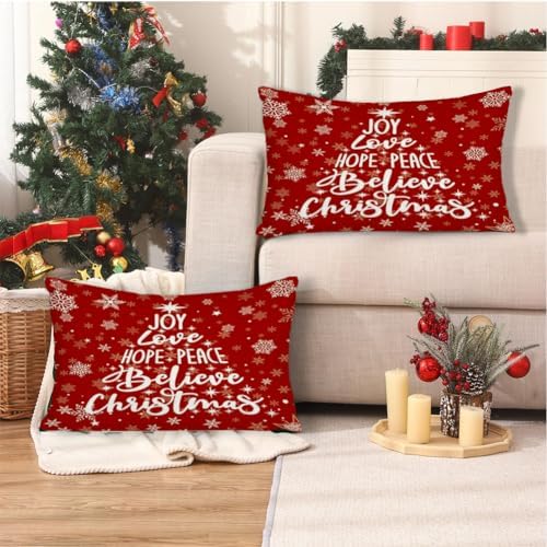 RABUSOFA Red Christmas Pillow Covers 12x20