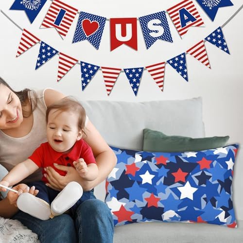 FJTP Patriotic 12x20 Lumbar Pillow Cover for 4th of July