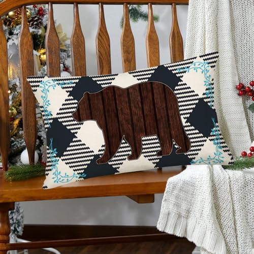 F_Requestinlinex Bear Check Plaid Pillow Cover