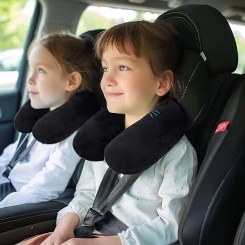 H HOMEWINS Travel Pillow for Kids - Black Cat Design