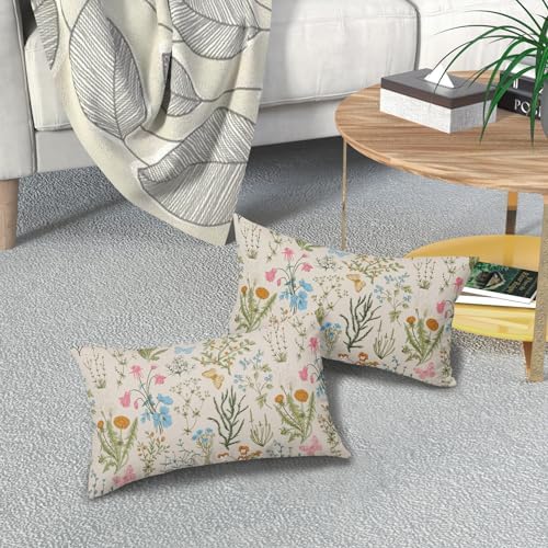 Kawani Spring Pink Set - Floral Lumbar Pillow Covers 12x20 Inch