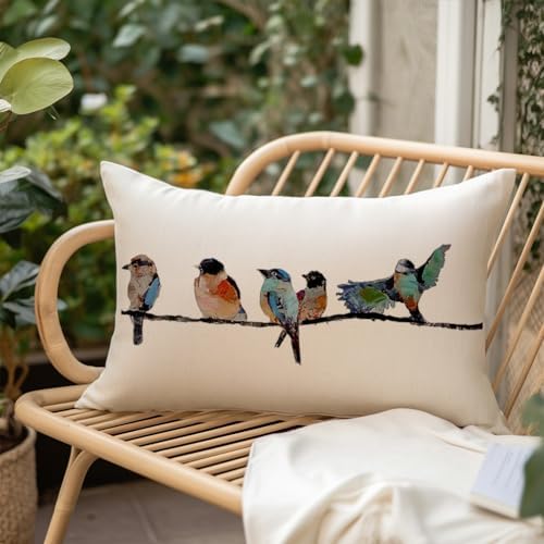 Lush 12x20 Hand-Painted Bird Pillow