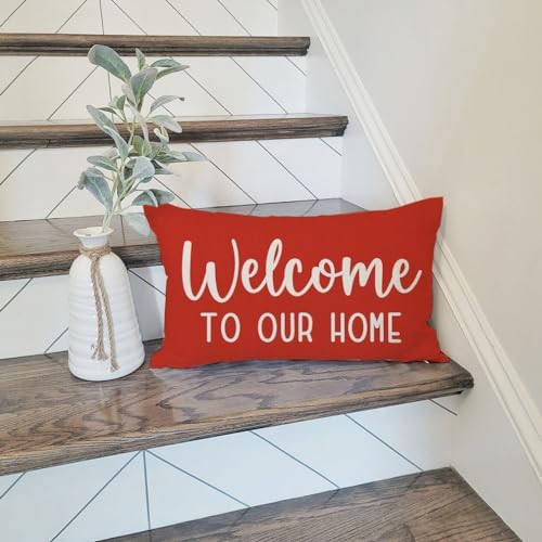 PANDICORN 12x20 Inch Throw Pillow Covers Red Farmhouse Holiday Decor