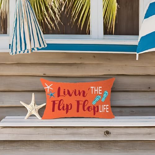 Starfish Shell Flip Flop Pillow Cover - 12x20