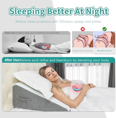 Wedge Pillow for Bed Acid Reflux Snoring Relief
