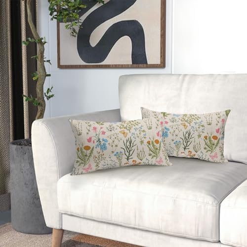 Kawani Spring Pink Set - Floral Lumbar Pillow Covers 12x20 Inch
