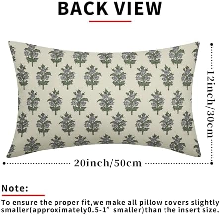 Sage Green Grey Floral Throw Pillow Covers 12x20 Set of 2