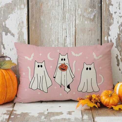 Halloween Pink Throw Pillow Cover 12x20-Inch