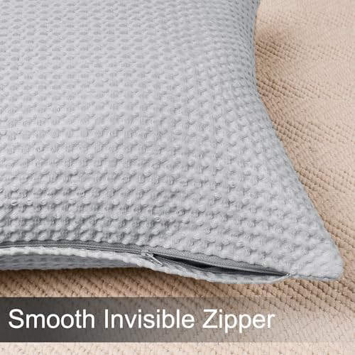 2 Pack 100 Cotton Waffle Weave Lumbar Pillow Covers 12 x 20