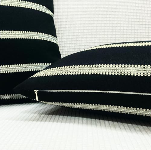 Slow Cow Rectangular Throw Pillow Cover 12x20 Black and Off White