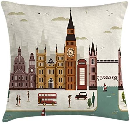 Ambesonne London Travel Pillow Cover stmt-style