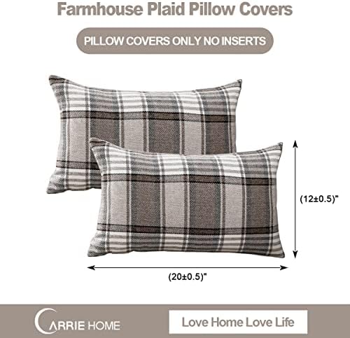 brown tartan plaid lumbar pillow covers
