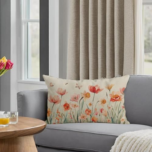 PANDICORN Spring Flower Wildflower Throw Pillow Cover 12x20 Inch