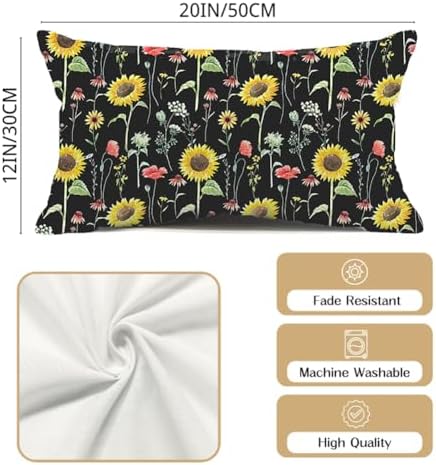 Golden Summer Sunflower Lumbar Pillow Cover
