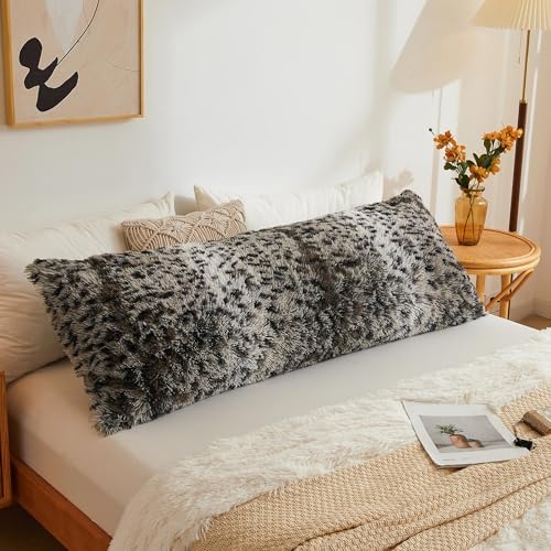 LIFEREVO Cheetah Print Fluffy Faux Fur Pillow Cover 20x54