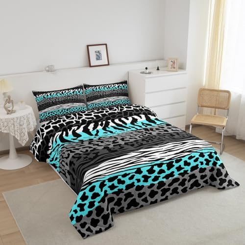 Manfei Giraffe Zebra Skin Comforter Set Full Size