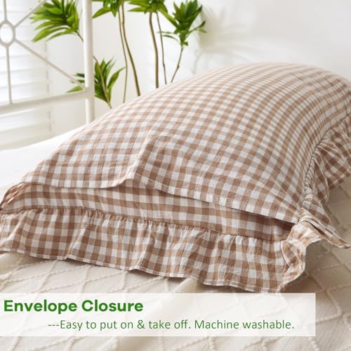 20x54 Taupe White Plaid Pillow Cover Rustic Fall