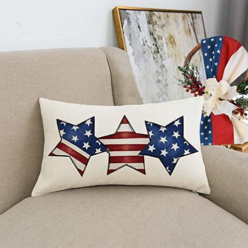 RABUSOFA Patriotic 4th of July Decorative Pillow Covers 12x20