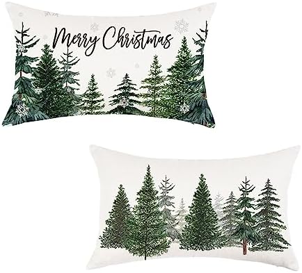 ONWAY Christmas Tree Throw Pillow Covers Set of 2 12x20 Inch