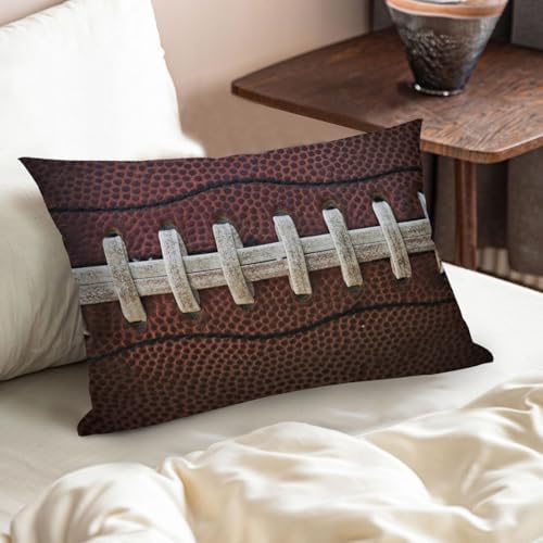 Football Print Lumbar Throw Pillow Covers Set of 2 Brown