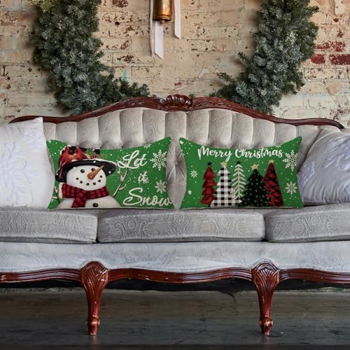TAJWE Christmas Pillow Covers Let It Snow 12x20