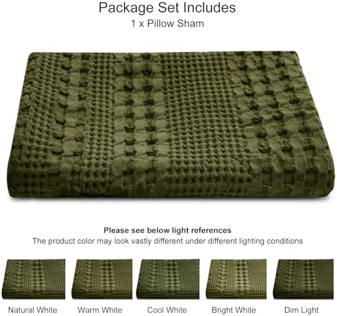 PHF 100 Cotton Waffle Pillowcase with Zipper 20x54