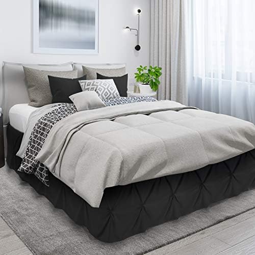 Luxury Black Bed Skirt for Queen Beds
