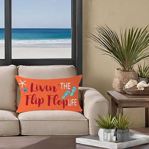 Starfish Shell Flip Flop Pillow Cover - 12x20