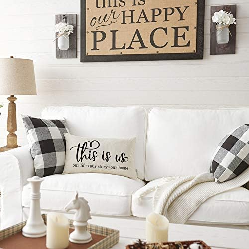 Meekio Farmhouse Pillow Covers with This is Us Quote 12x20