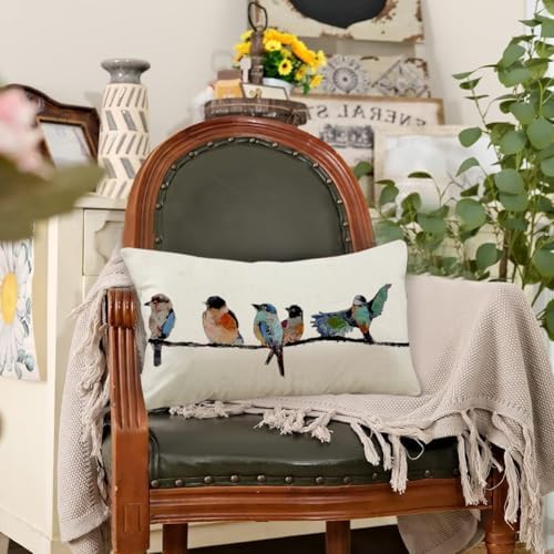 Lush 12x20 Hand-Painted Bird Pillow